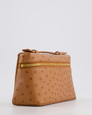 Loro Piana Extra Pocket L19 Bag in Cognac Brown Ostrich Leather with Gold Hardware RRP £5,560