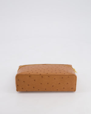 Loro Piana Extra Pocket L19 Bag in Cognac Brown Ostrich Leather with Gold Hardware RRP £5,560