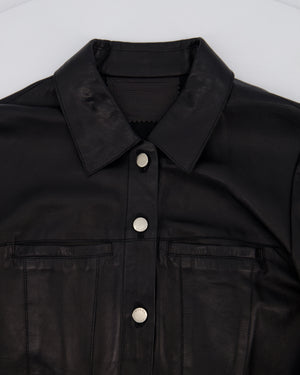Prada Vintage Black Leather Shirt Jacket with Silver Button Detail IT 38 (UK 6)