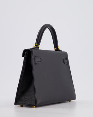 *HOT* Hermès Mini Kelly II 20 Bag in Noir Epsom Leather with Gold Hardware