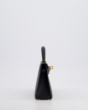 *HOT* Hermès Mini Kelly II 20 Bag in Noir Epsom Leather with Gold Hardware
