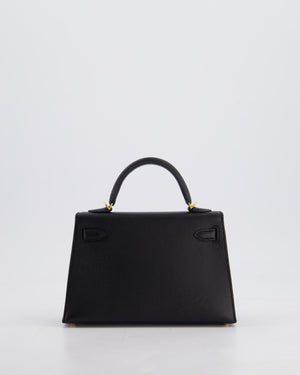 *HOT* Hermès Mini Kelly II 20 Bag in Noir Epsom Leather with Gold Hardware
