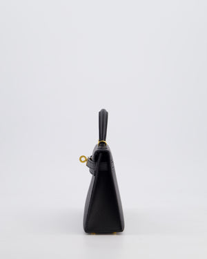 *HOT* Hermès Mini Kelly II 20 Bag in Noir Epsom Leather with Gold Hardware