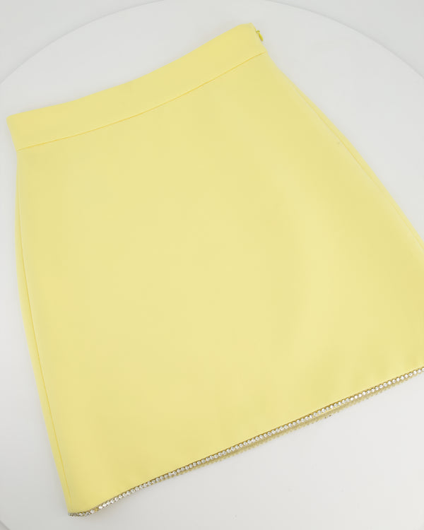 Miu Miu Pastel Yellow Mini Skirt with Crystal Embellished Hem Size IT 36 (UK 4)