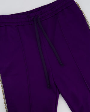 Gucci Purple Crystal Joggers with Red White and Navy Stripe Side Detail Size M (UK 10)