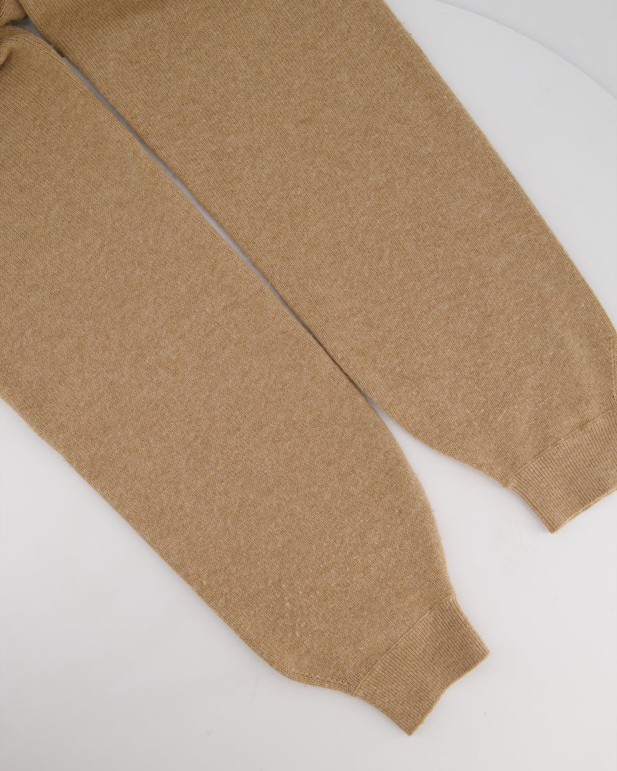 Celine Tan Cashmere Joggers with Cuffed Hems and Logo Tie Size S (UK 8)