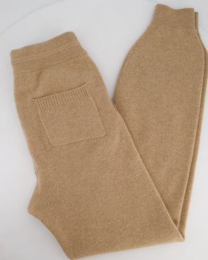 Celine Tan Cashmere Joggers with Cuffed Hems and Logo Tie Size S (UK 8)