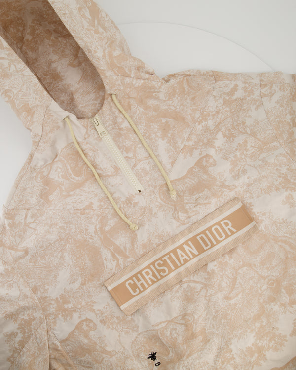 Christian Dior Beige and White Toile de Jouy Logo Windbreaker Size L (UK 12)