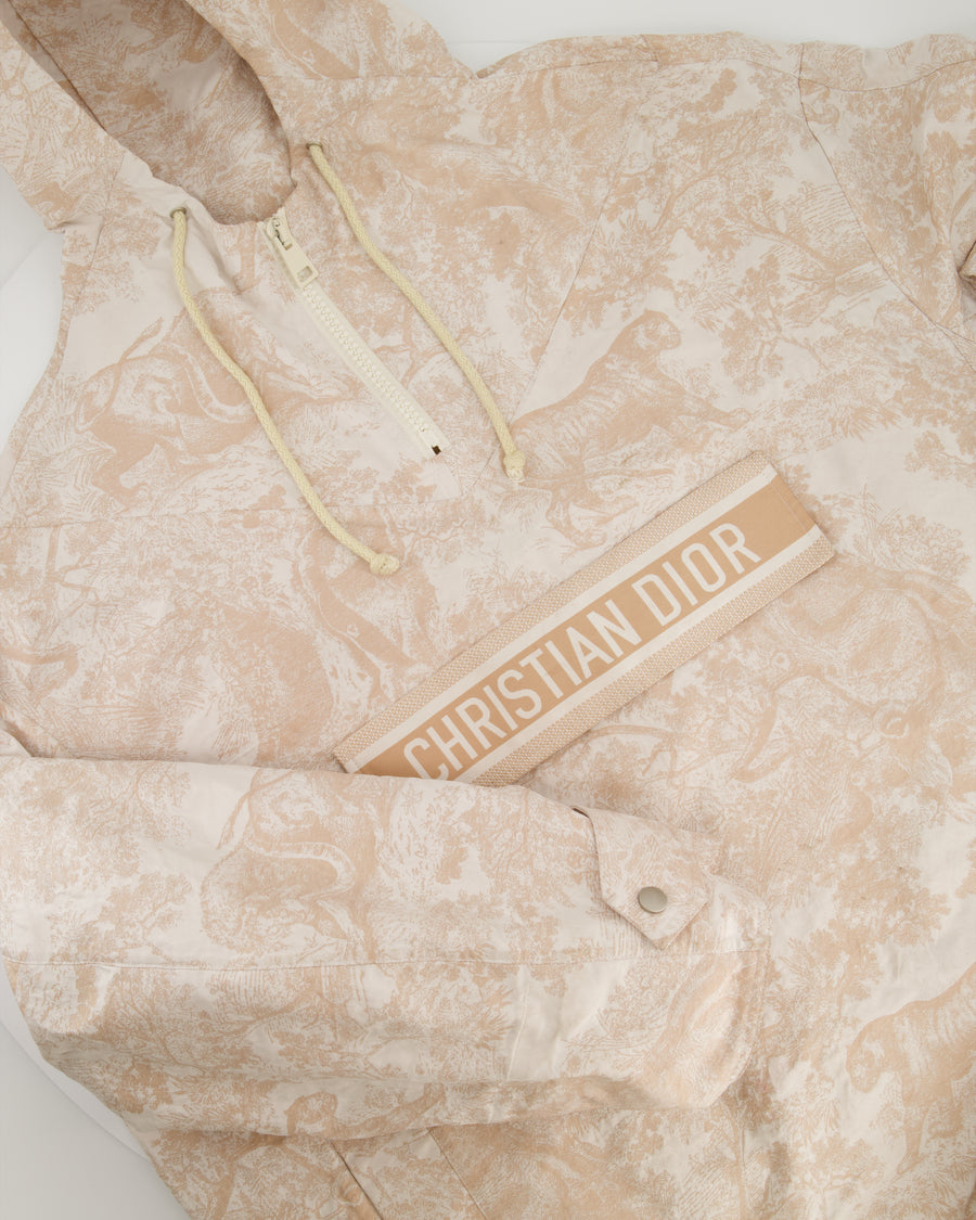 Christian Dior Beige and White Toile de Jouy Logo Windbreaker Size L (UK 12)