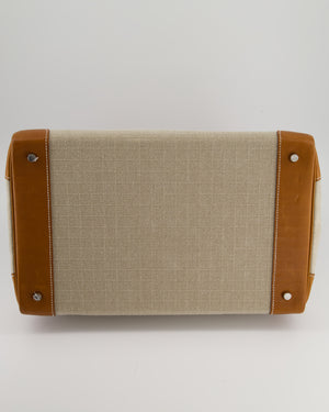 Hermès Haut à Courroies HAC 40 Bag in Fauve Barenia Faubourg Leather & Naturel Toile Canvas with Palladium Hardware