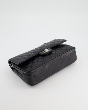 Chanel Black Medium Classic Double Flap Bag in Caviar Leather with Silver Hardware