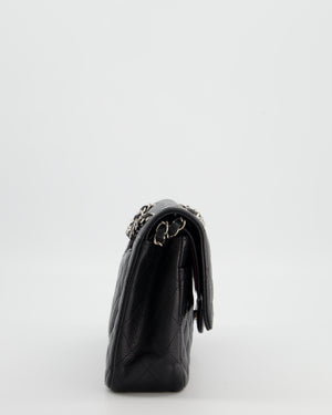 Chanel Black Medium Classic Double Flap Bag in Caviar Leather with Silver Hardware