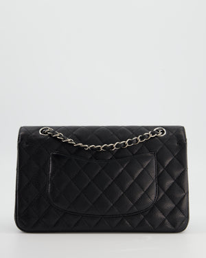 Chanel Black Medium Classic Double Flap Bag in Caviar Leather with Silver Hardware