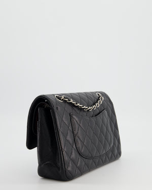 Chanel Black Medium Classic Double Flap Bag in Caviar Leather with Silver Hardware
