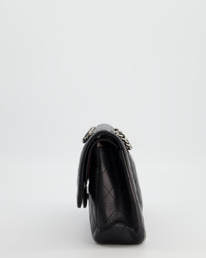 Chanel Black Medium Classic Double Flap Bag in Caviar Leather with Silver Hardware