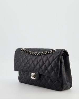 Chanel Black Medium Classic Double Flap Bag in Caviar Leather with Silver Hardware