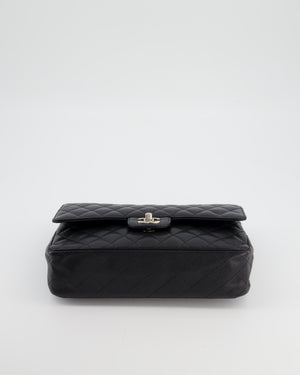 Chanel Black Medium Classic Double Flap Bag in Caviar Leather with Silver Hardware