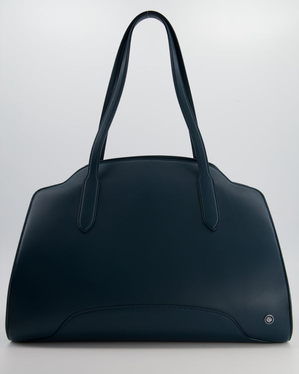 Loro Piana Dark Teal Large Sesia Leather Tote Bag