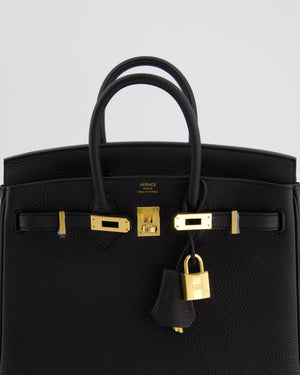 Hermès Birkin 25 Retourne Bag in Noir Togo Leather with Gold Hardware
