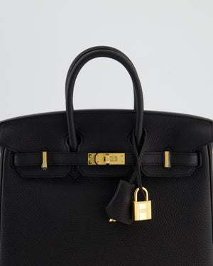 Hermès Birkin 25 Retourne Bag in Noir Togo Leather with Gold Hardware