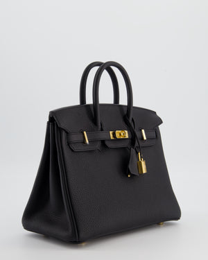 Hermès Birkin 25 Retourne Bag in Noir Togo Leather with Gold Hardware