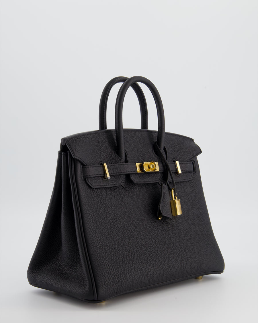Hermès Birkin 25 Retourne Bag in Noir Togo Leather with Gold Hardware