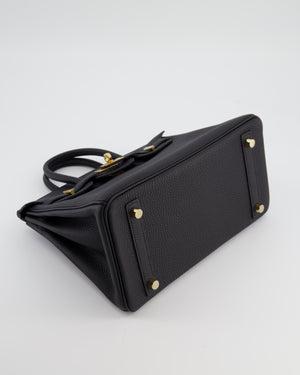 Hermès Birkin 25 Retourne Bag in Noir Togo Leather with Gold Hardware