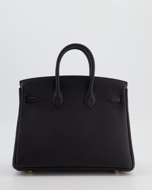 Hermès Birkin 25 Retourne Bag in Noir Togo Leather with Gold Hardware