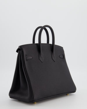 Hermès Birkin 25 Retourne Bag in Noir Togo Leather with Gold Hardware