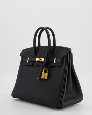Hermès Birkin 25 Retourne Bag in Noir Togo Leather with Gold Hardware