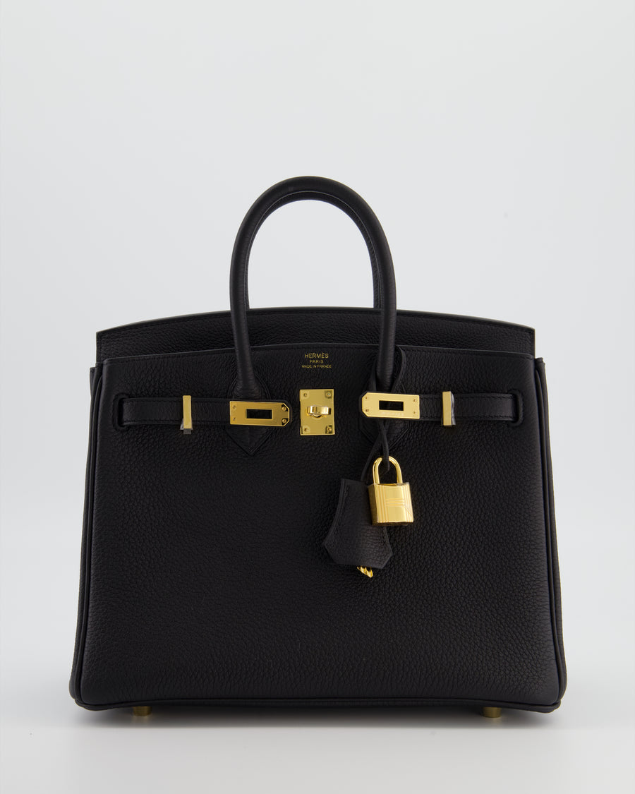 Hermès Birkin 25 Retourne Bag in Noir Togo Leather with Gold Hardware