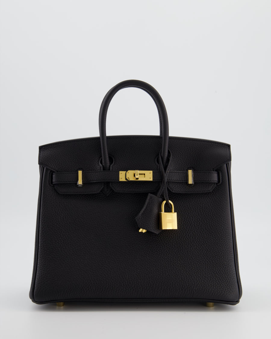 Hermès Birkin 25 Retourne Bag in Noir Togo Leather with Gold Hardware
