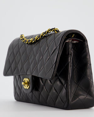 *AMAZING CONDITION* Chanel Black Vintage Medium Classic Double Flap Bag in Lambskin Leather with 24K Gold Hardware