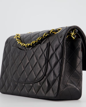*AMAZING CONDITION* Chanel Black Vintage Medium Classic Double Flap Bag in Lambskin Leather with 24K Gold Hardware