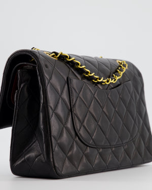 *AMAZING CONDITION* Chanel Black Vintage Medium Classic Double Flap Bag in Lambskin Leather with 24K Gold Hardware
