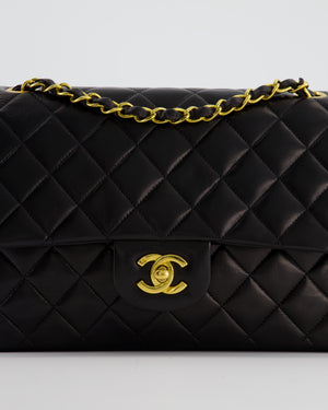 *AMAZING CONDITION* Chanel Black Vintage Medium Classic Double Flap Bag in Lambskin Leather with 24K Gold Hardware