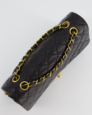 *AMAZING CONDITION* Chanel Black Vintage Medium Classic Double Flap Bag in Lambskin Leather with 24K Gold Hardware