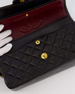 *AMAZING CONDITION* Chanel Black Vintage Medium Classic Double Flap Bag in Lambskin Leather with 24K Gold Hardware