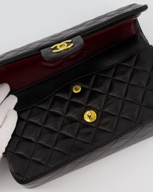 *AMAZING CONDITION* Chanel Black Vintage Medium Classic Double Flap Bag in Lambskin Leather with 24K Gold Hardware