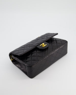 *AMAZING CONDITION* Chanel Black Vintage Medium Classic Double Flap Bag in Lambskin Leather with 24K Gold Hardware
