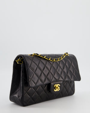 *AMAZING CONDITION* Chanel Black Vintage Medium Classic Double Flap Bag in Lambskin Leather with 24K Gold Hardware