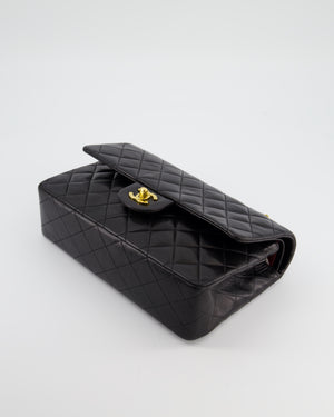 *AMAZING CONDITION* Chanel Black Vintage Medium Classic Double Flap Bag in Lambskin Leather with 24K Gold Hardware
