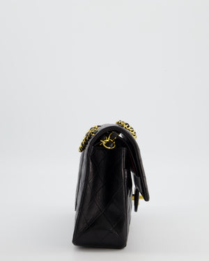 *AMAZING CONDITION* Chanel Black Vintage Medium Classic Double Flap Bag in Lambskin Leather with 24K Gold Hardware
