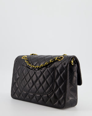 *AMAZING CONDITION* Chanel Black Vintage Medium Classic Double Flap Bag in Lambskin Leather with 24K Gold Hardware