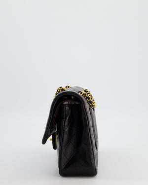 *AMAZING CONDITION* Chanel Black Vintage Medium Classic Double Flap Bag in Lambskin Leather with 24K Gold Hardware