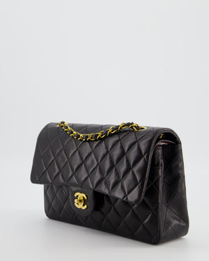 *AMAZING CONDITION* Chanel Black Vintage Medium Classic Double Flap Bag in Lambskin Leather with 24K Gold Hardware