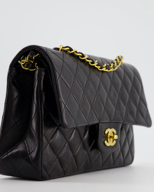 *AMAZING CONDITION* Chanel Black Vintage Medium Classic Double Flap Bag in Lambskin Leather with 24K Gold Hardware
