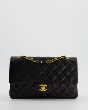 *AMAZING CONDITION* Chanel Black Vintage Medium Classic Double Flap Bag in Lambskin Leather with 24K Gold Hardware