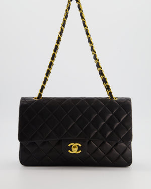 *AMAZING CONDITION* Chanel Black Vintage Medium Classic Double Flap Bag in Lambskin Leather with 24K Gold Hardware