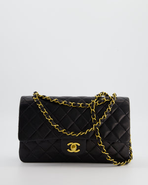 *AMAZING CONDITION* Chanel Black Vintage Medium Classic Double Flap Bag in Lambskin Leather with 24K Gold Hardware